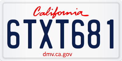 CA license plate 6TXT681