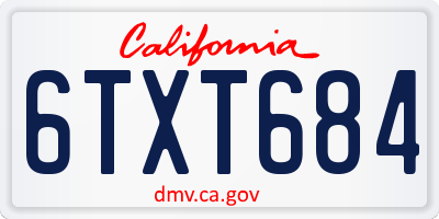 CA license plate 6TXT684
