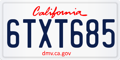 CA license plate 6TXT685