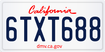 CA license plate 6TXT688