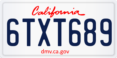CA license plate 6TXT689