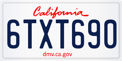 CA license plate 6TXT690