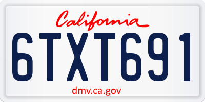 CA license plate 6TXT691