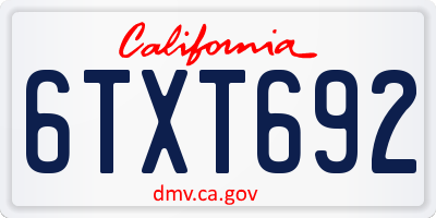 CA license plate 6TXT692