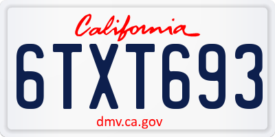 CA license plate 6TXT693