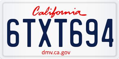 CA license plate 6TXT694