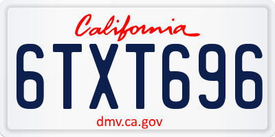 CA license plate 6TXT696