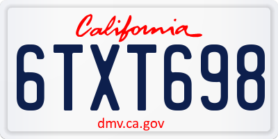 CA license plate 6TXT698