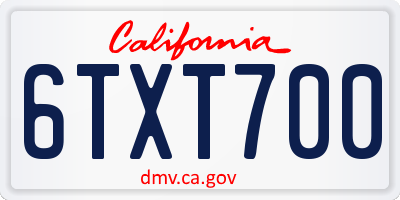 CA license plate 6TXT700