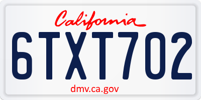 CA license plate 6TXT702