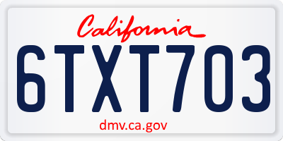 CA license plate 6TXT703