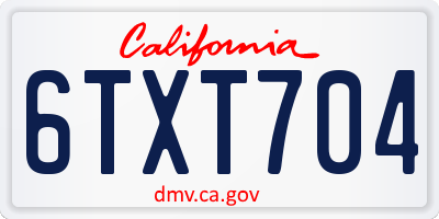 CA license plate 6TXT704