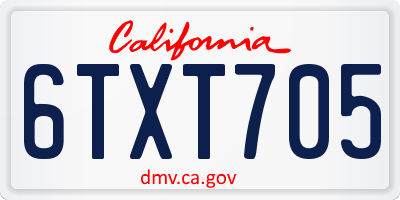 CA license plate 6TXT705