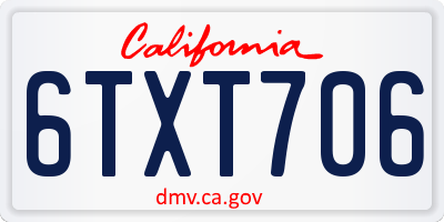 CA license plate 6TXT706