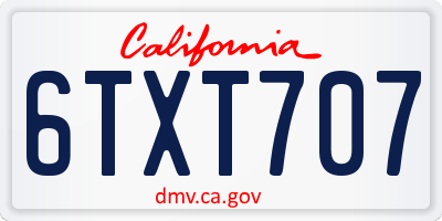CA license plate 6TXT707