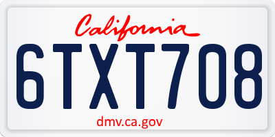 CA license plate 6TXT708
