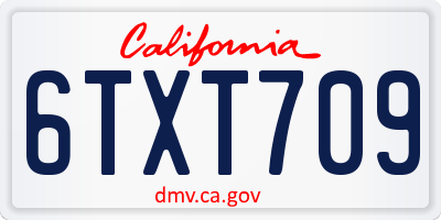 CA license plate 6TXT709