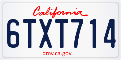 CA license plate 6TXT714