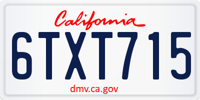 CA license plate 6TXT715