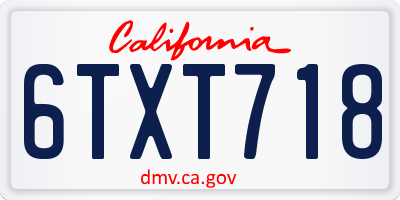 CA license plate 6TXT718