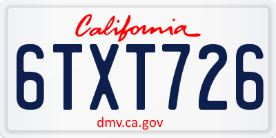 CA license plate 6TXT726