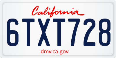 CA license plate 6TXT728