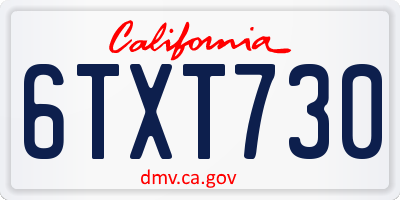 CA license plate 6TXT730