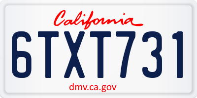 CA license plate 6TXT731
