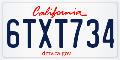 CA license plate 6TXT734