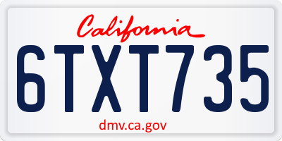 CA license plate 6TXT735