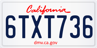CA license plate 6TXT736