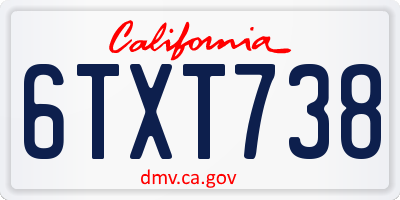 CA license plate 6TXT738