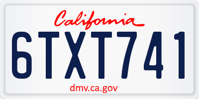CA license plate 6TXT741