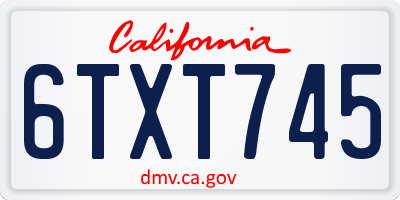 CA license plate 6TXT745