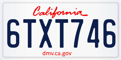 CA license plate 6TXT746