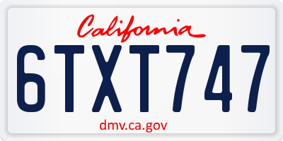CA license plate 6TXT747