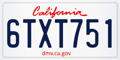 CA license plate 6TXT751