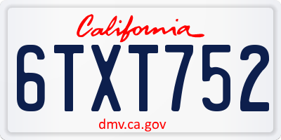 CA license plate 6TXT752
