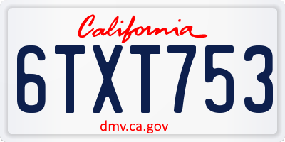 CA license plate 6TXT753