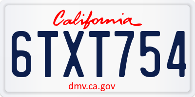 CA license plate 6TXT754