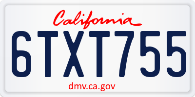 CA license plate 6TXT755