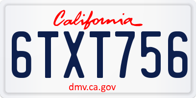 CA license plate 6TXT756