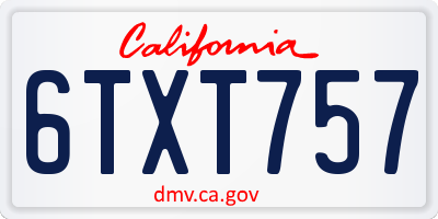 CA license plate 6TXT757