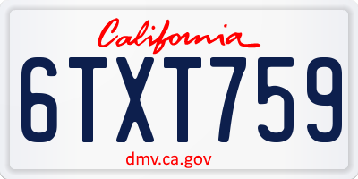CA license plate 6TXT759