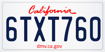 CA license plate 6TXT760