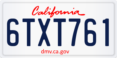 CA license plate 6TXT761