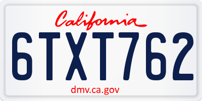 CA license plate 6TXT762