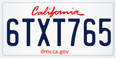 CA license plate 6TXT765