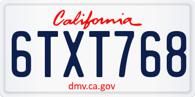 CA license plate 6TXT768