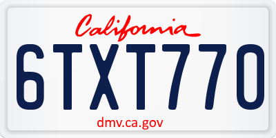 CA license plate 6TXT770